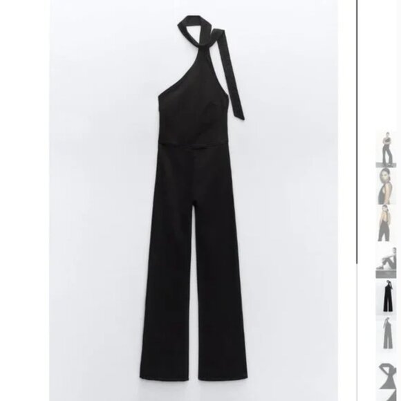 NWT ZARA ASYMMETRIC JUMPSUIT BLACK JEAN - Picture 6 of 6
